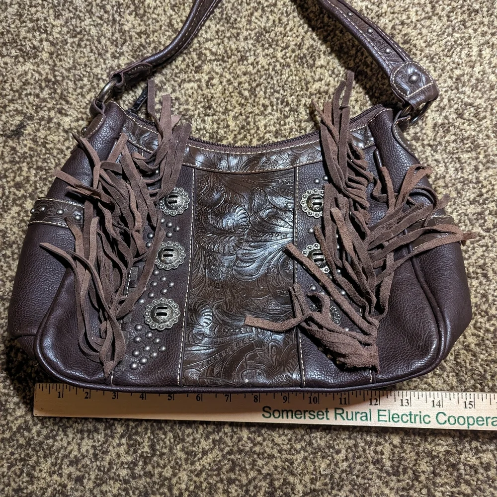 Montana West western fringe brown shoulder bag - Picture 2 of 10